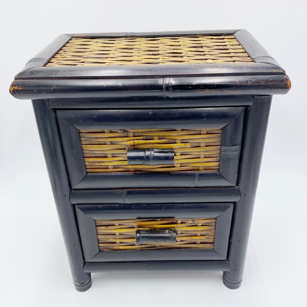 Mini Rattan Cabinet / Jewelry Box With 2 Drawers
